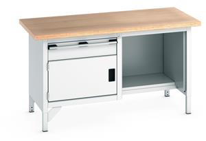 1500mm Wide Engineers Storage Benches with Cupboards & Drawers Bott Bench1500Wx750Dx840mmH - 1 Drawer, 1 Cupboard & MPX Top